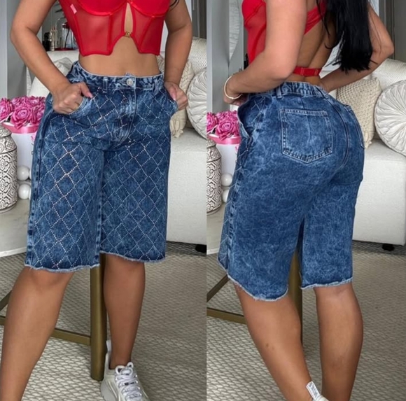 Women's Blue Denim Shorts - Picture 1 of 1